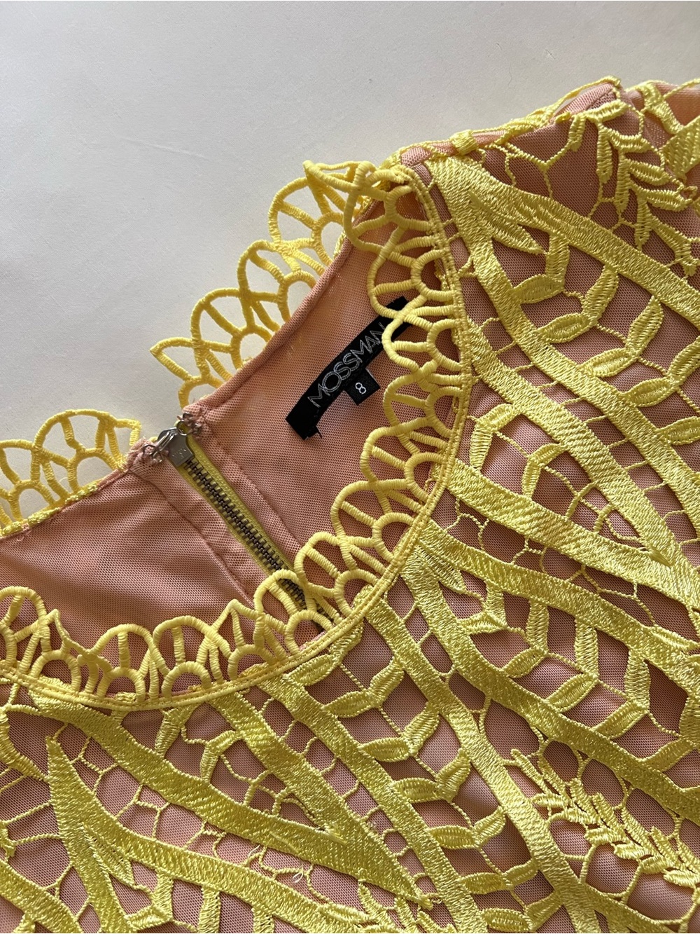 MOSSMAN REVIVAL LACE CROCHET SHORT SLEEVE MIDI DRESS YELLOW SIZE US 4 AUS 8 - Picture 2 of 16